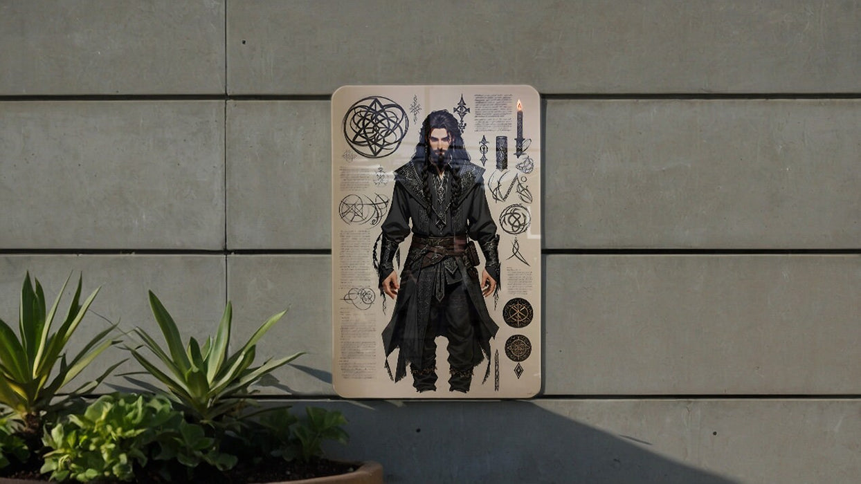 DnD Inspired Ninja Sketch Wall Art Metal Sign - Fantasy Stealth, RPG Warrior, Dungeon Explorer, Adventure Art, Role Play Decor