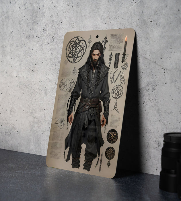 DnD Inspired Ninja Sketch Wall Art Metal Sign - Fantasy Stealth, RPG Warrior, Dungeon Explorer, Adventure Art, Role Play Decor
