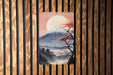 Vintage Japanese Volcano Painting Metal Sign - Majestic Mount, Oriental Landscape, Traditional Art, Beauty, Nature's Power