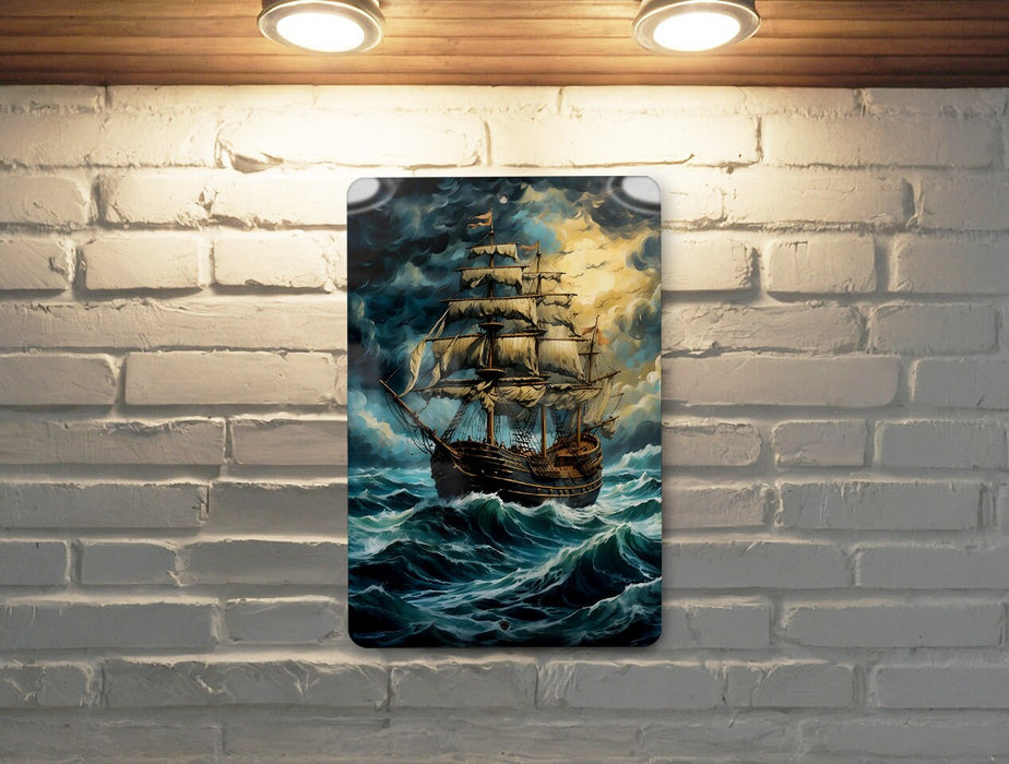 Vintage Sail Boat Wall Art Metal Sign - Nautical Charm, Sea Voyage, Classic Sailing, Oceanic Adventure, Timeless Sea