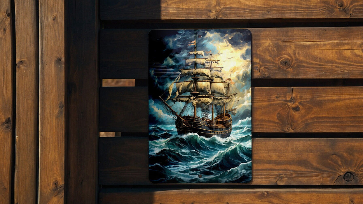 Vintage Sail Boat Wall Art Metal Sign - Nautical Charm, Sea Voyage, Classic Sailing, Oceanic Adventure, Timeless Sea