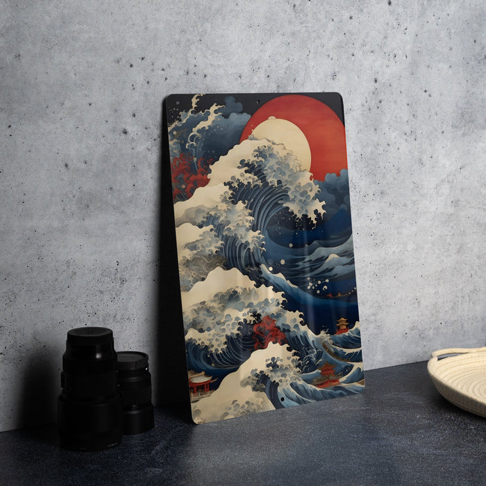 Vintage Japanese Ocean Art Metal Sign - Serene Sea, Traditional Waves, Oriental Aesthetic, Peaceful Water, Artistic Decor