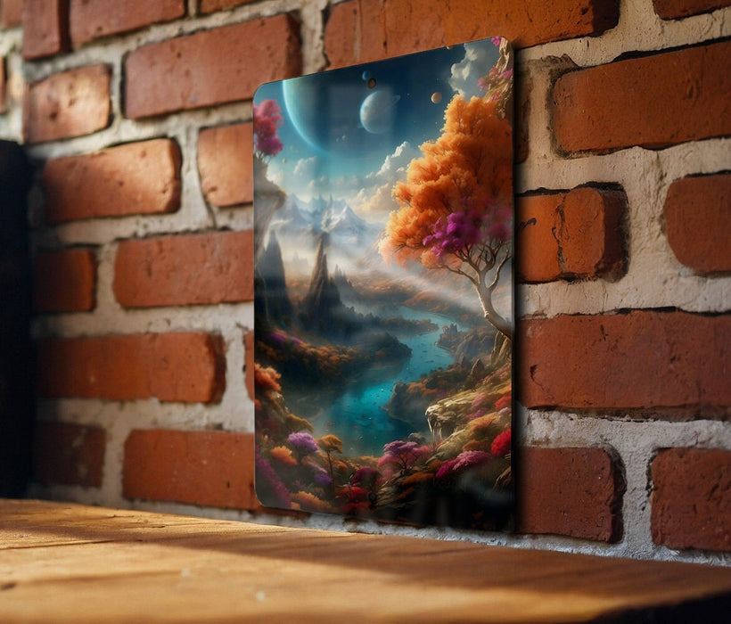 Alien World Nature Wall Art Metal Sign - Extraterrestrial Flora, Sci-Fi Landscape, Cosmic Wilderness, Space Frontier, Otherworldly Beauty