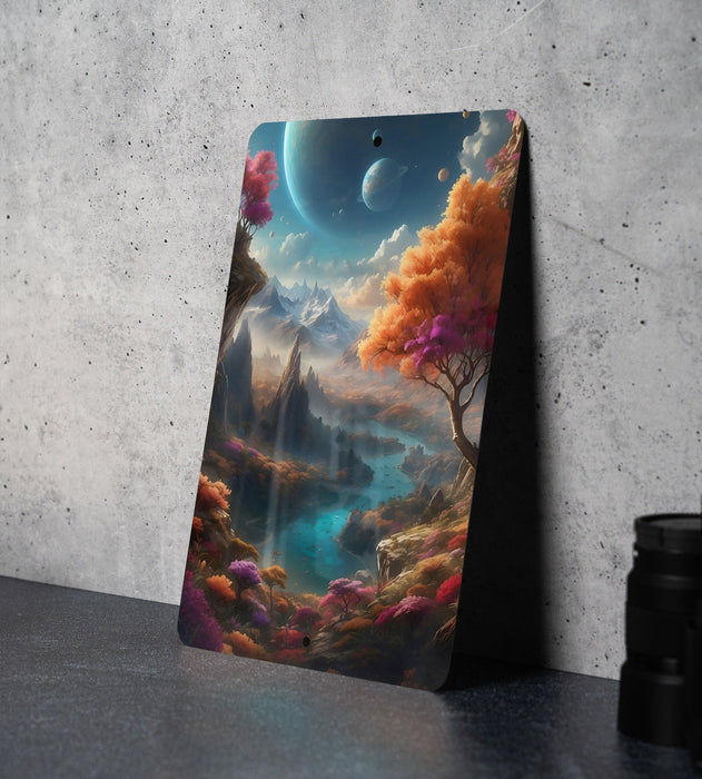 Alien World Nature Wall Art Metal Sign - Extraterrestrial Flora, Sci-Fi Landscape, Cosmic Wilderness, Space Frontier, Otherworldly Beauty