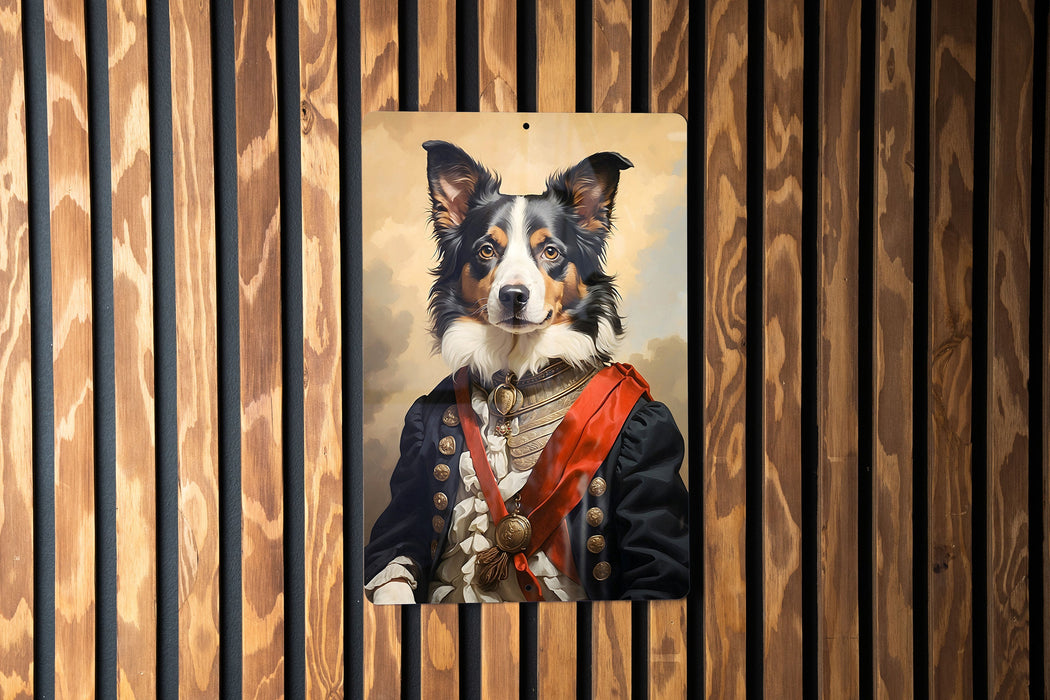 Fancy Victorian Border Collie Metal Sign - Elegant Portrait, Regal Canine, Aristocratic Pet, Period Dress, Classic Decor