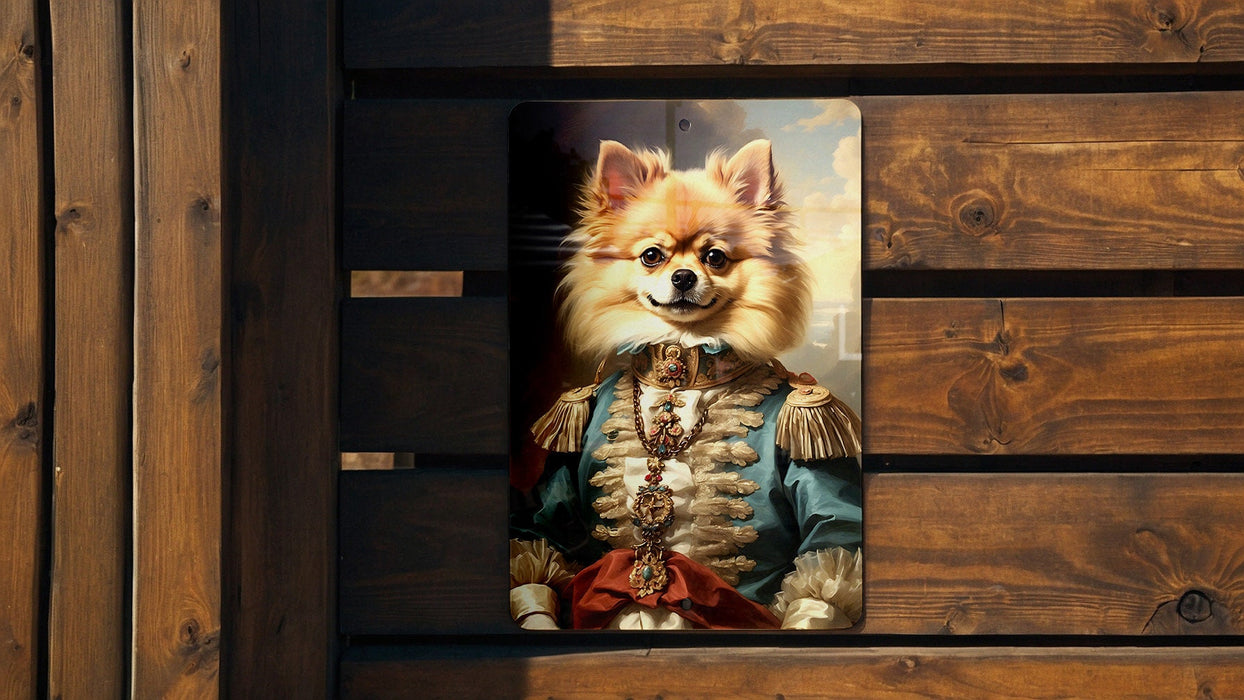Fancy Victorian Pomeranian Metal Sign - Regal Portrait, Aristocratic Fluff, Period Elegance, Noble Pet, Luxurious Decor