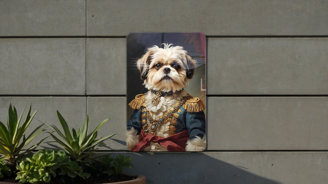 Fancy Victorian Shih Tzu Metal Sign - Luxe Portrait, Royal Companion, Aristocratic Breed, Period Glamour, Exquisite Decor
