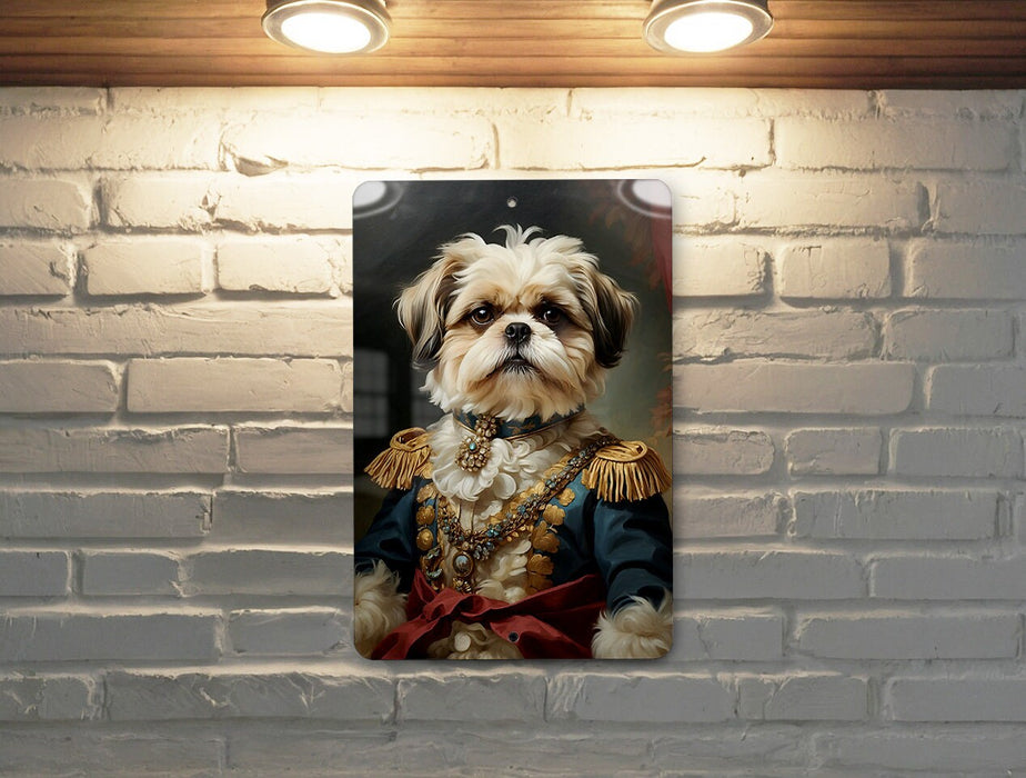 Fancy Victorian Shih Tzu Metal Sign - Luxe Portrait, Royal Companion, Aristocratic Breed, Period Glamour, Exquisite Decor