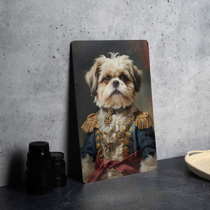 Fancy Victorian Shih Tzu Metal Sign - Luxe Portrait, Royal Companion, Aristocratic Breed, Period Glamour, Exquisite Decor