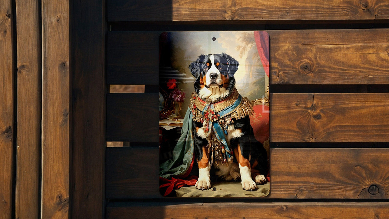 Victorian Warrior Bernese Mountain Dog Metal Sign - Noble Guardian, Regal Armor, Heroic Companion, Historical Warrior, Majestic Decor