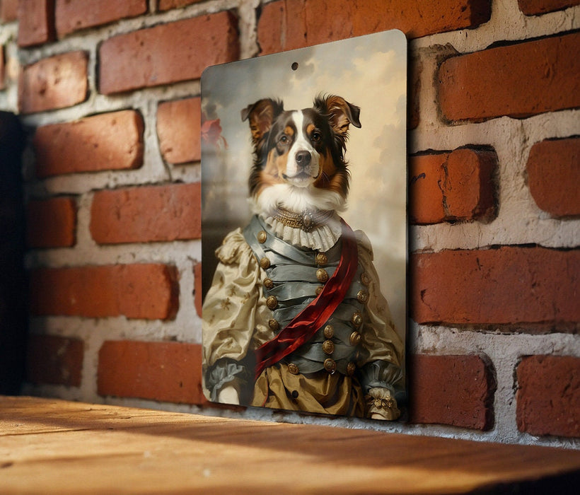 Victorian American Shepherd Metal Sign - Noble Breed, Elegant Portrait, Regal Canine, Historical Elegance, Classic Shepherd Decor
