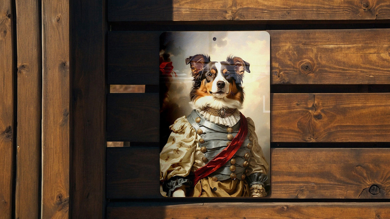 Victorian American Shepherd Metal Sign - Noble Breed, Elegant Portrait, Regal Canine, Historical Elegance, Classic Shepherd Decor