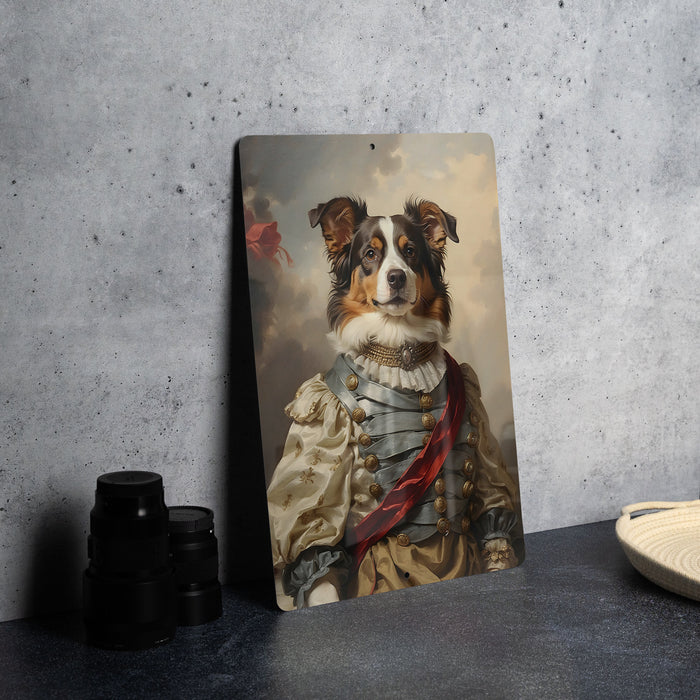 Victorian American Shepherd Metal Sign - Noble Breed, Elegant Portrait, Regal Canine, Historical Elegance, Classic Shepherd Decor