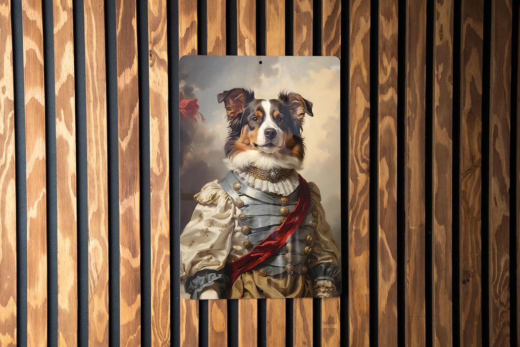 Victorian American Shepherd Metal Sign - Noble Breed, Elegant Portrait, Regal Canine, Historical Elegance, Classic Shepherd Decor