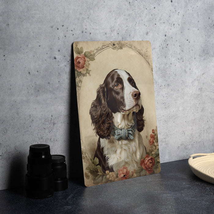 Victorian English Springer Metal Sign - Regal Spaniel, Aristocratic Charm, Period Dog Portrait, Noble Canine, Heritage Decor