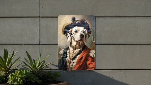 Victorian Fancy Dalmatian Metal Sign - Regal Spots, Noble Breed, Aristocratic Pose, Period Elegance, Spotted Companion Decor