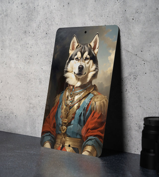 Victorian Fancy Husky Metal Sign - Noble Snow Dog, Regal Winter Breed, Aristocratic Husky, Period Attire, Majestic Canine Decor