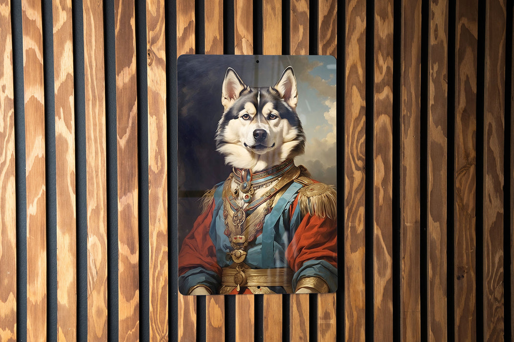 Victorian Fancy Husky Metal Sign - Noble Snow Dog, Regal Winter Breed, Aristocratic Husky, Period Attire, Majestic Canine Decor