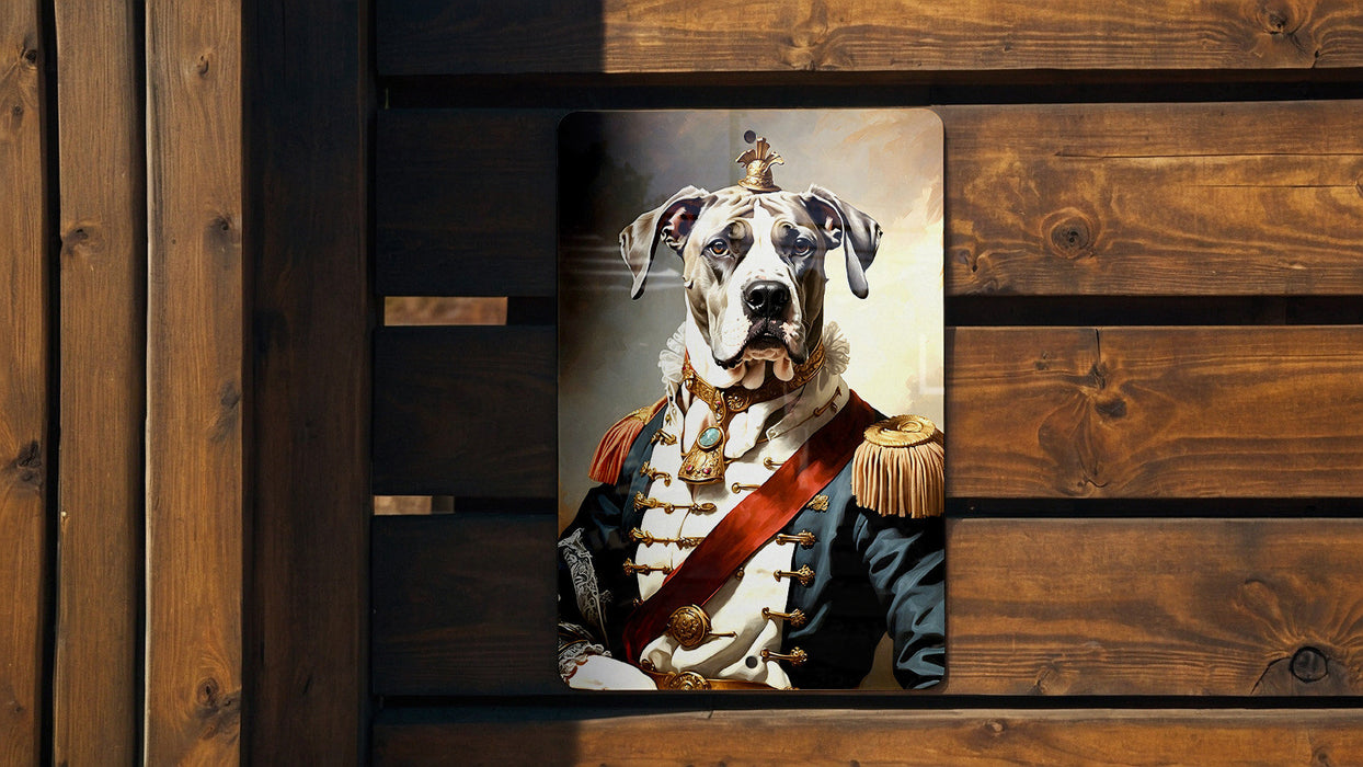 Victorian Great Dane Warrior Metal Sign - Majestic Protector, Regal Guardian, Noble Dane, Historical Fighter, Grand Canine Decor