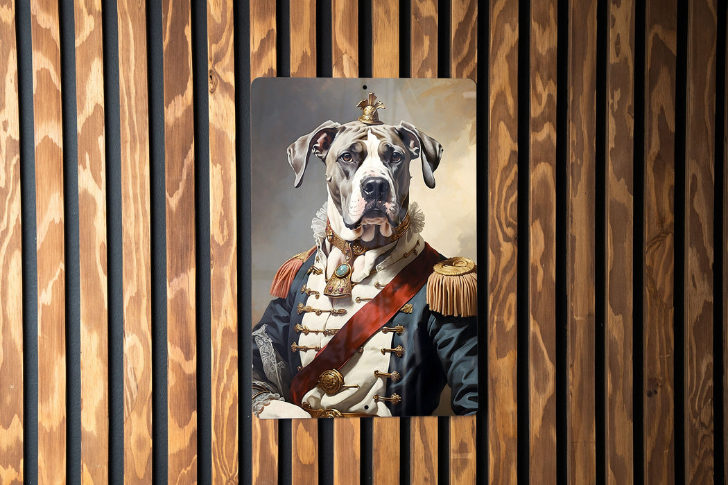 Victorian Great Dane Warrior Metal Sign - Majestic Protector, Regal Guardian, Noble Dane, Historical Fighter, Grand Canine Decor