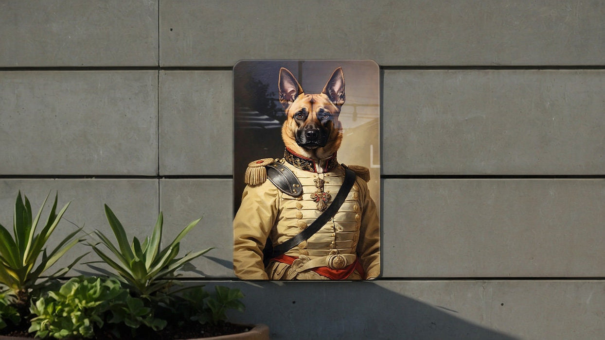 Victorian Belgian Malinois Metal Sign - Noble Protector, Regal Service Dog, Aristocratic Guard, Period Military Decor, Historic Breed