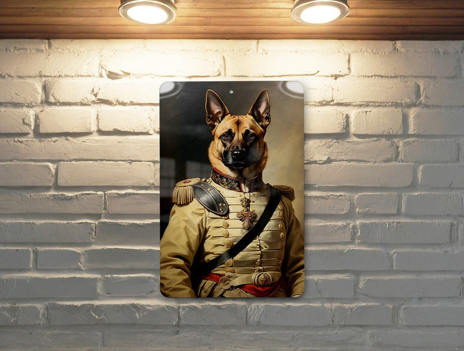 Victorian Belgian Malinois Metal Sign - Noble Protector, Regal Service Dog, Aristocratic Guard, Period Military Decor, Historic Breed