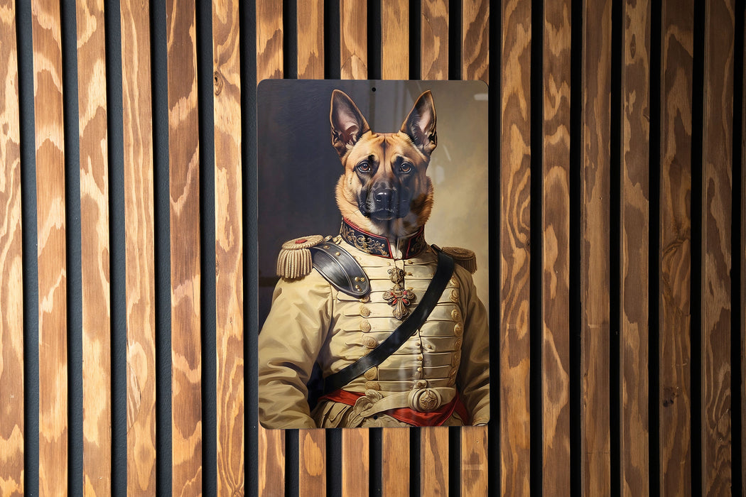 Victorian Belgian Malinois Metal Sign - Noble Protector, Regal Service Dog, Aristocratic Guard, Period Military Decor, Historic Breed