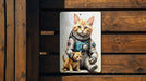 Cute Astronaut Cat Art Metal Sign - Space Kitty, Cosmic Pet, Sci-Fi Animal, Galaxy Explorer, Feline Astronaut