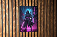 Cyberpunk Ninja Wall Art Metal Sign - Futuristic Warrior, Sci-Fi Decor, Urban Samurai, Neon Blade, Tech Assassin