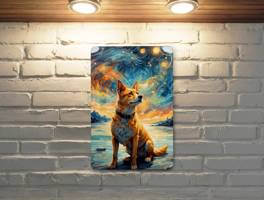 Dog in Nature Galaxy Art Metal Sign - Abstract Animal, Cosmic Pet, Starry Wilderness, Space Decor, Nature Lover
