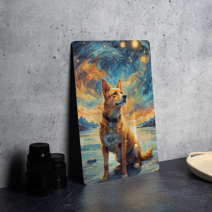 Dog in Nature Galaxy Art Metal Sign - Abstract Animal, Cosmic Pet, Starry Wilderness, Space Decor, Nature Lover