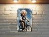 Einstein Bicycle Painting Metal Sign - Vintage Science Art, Genius on Bike, Historical Decor, Inspirational Figure, Unique Art