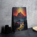 Fantasy Mountain Retrowave Art Metal Sign - Synthwave Decor, Retro Future, Neon Landscape, 80s Aesthetic, Dreamy Peaks