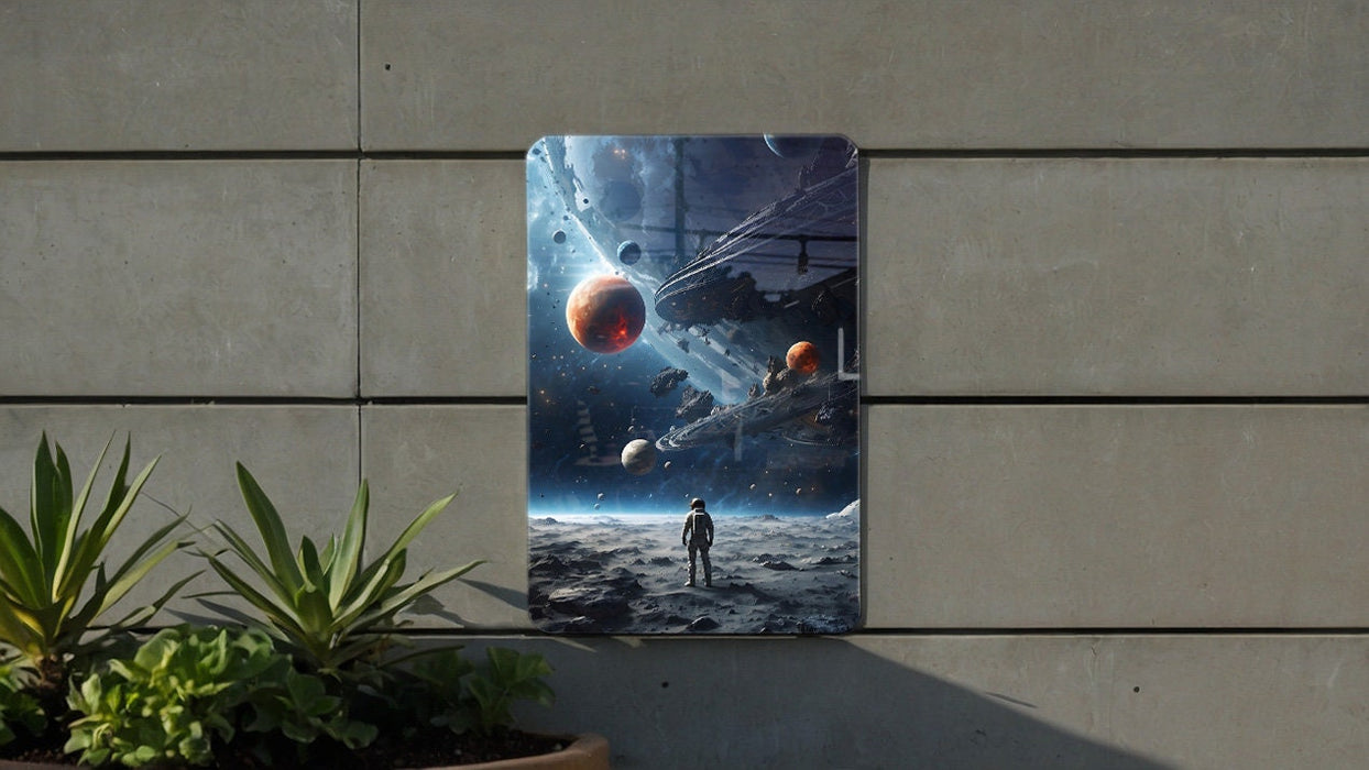 Fantasy Space Astronaut Art Metal Sign - Cosmic Explorer, Interstellar Travel, Space Suit Dream, Galactic Adventure, Star Walker