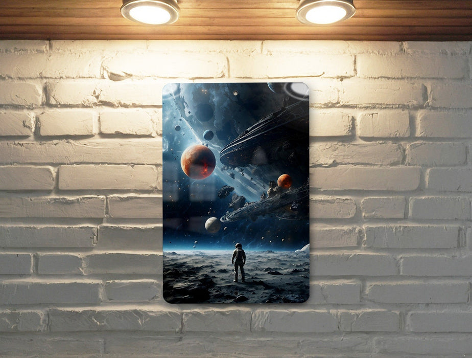 Fantasy Space Astronaut Art Metal Sign - Cosmic Explorer, Interstellar Travel, Space Suit Dream, Galactic Adventure, Star Walker