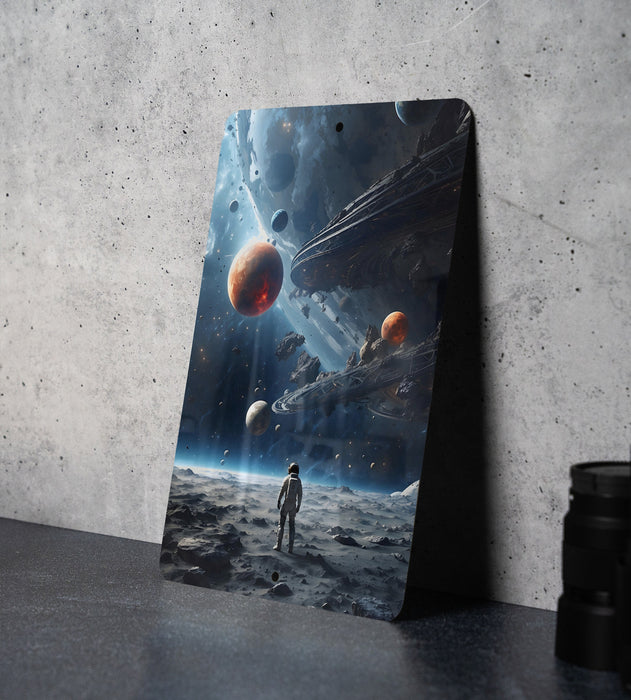 Fantasy Space Astronaut Art Metal Sign - Cosmic Explorer, Interstellar Travel, Space Suit Dream, Galactic Adventure, Star Walker