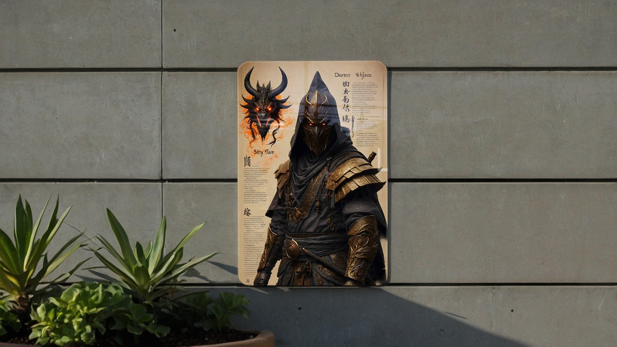 Fantasy Assassin Sketch Art Metal Sign - Dark Warrior, Medieval Rogue, Stealth Fighter, Epic Battle, Heroic Decor