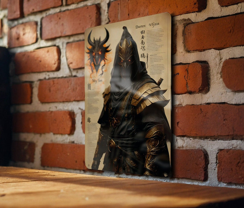 Fantasy Assassin Sketch Art Metal Sign - Dark Warrior, Medieval Rogue, Stealth Fighter, Epic Battle, Heroic Decor