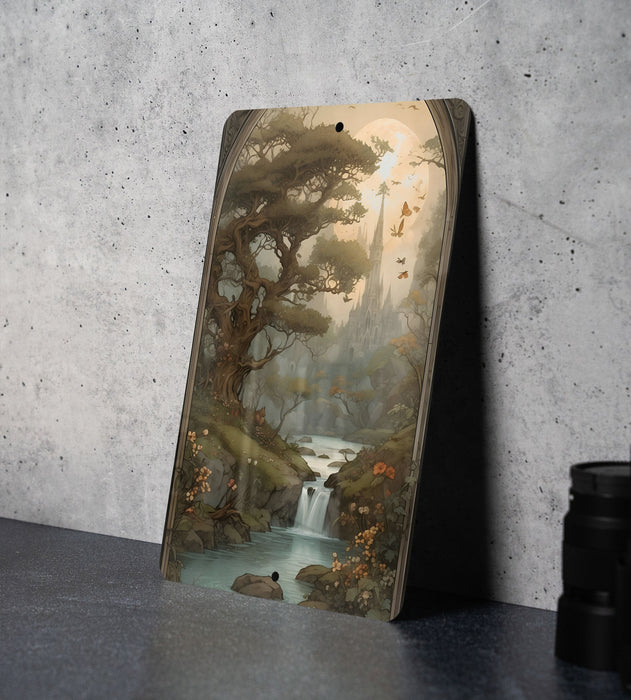 Fantasy Nature Wall Art Metal Sign - Enchanted Forest, Magical Landscape, Mystical Woods, Dreamy Scenery, Fairy Tale Decor