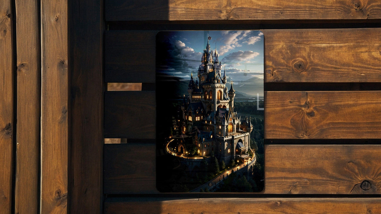 Castle in Nature Fantasy Wall Art Metal Sign - Mystical Fortress, Enchanted Kingdom, Fairy Tale Castle, Magical Landscape, Epic Scenery