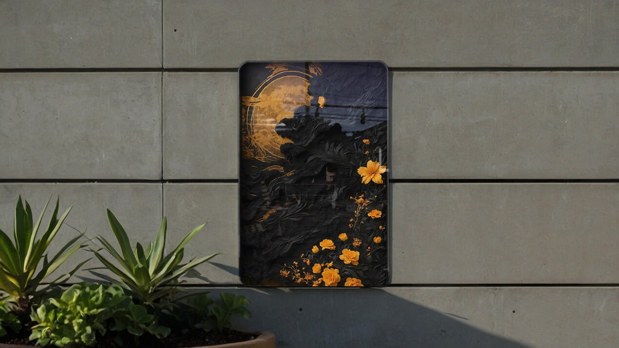 Gold & Black Abstract Art, Modern Decor, Chic Wall Accent Metal Sign