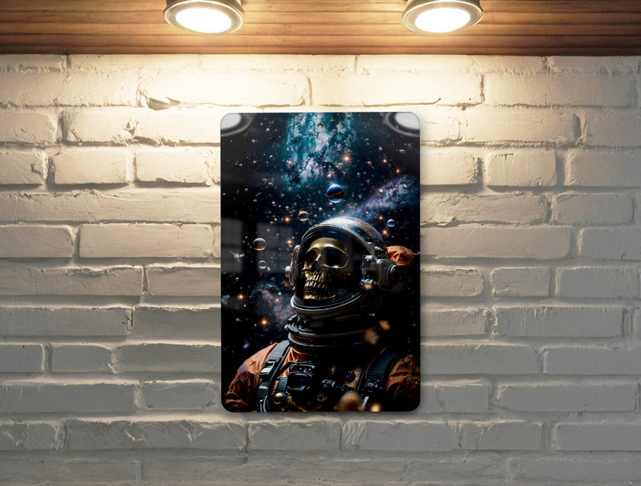 Astronaut Skeleton Universe Metal Sign - Space Art, Cosmic Decor, Sci-Fi Wall Art, Galaxy View, Mystery of Space