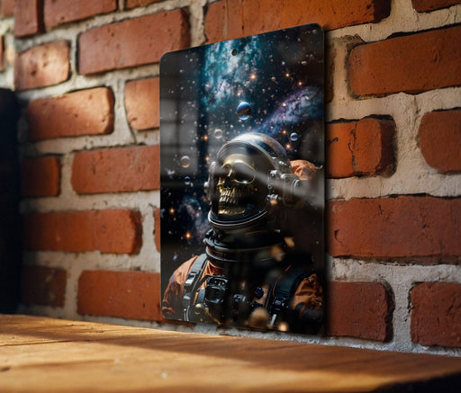 Astronaut Skeleton Universe Metal Sign - Space Art, Cosmic Decor, Sci-Fi Wall Art, Galaxy View, Mystery of Space