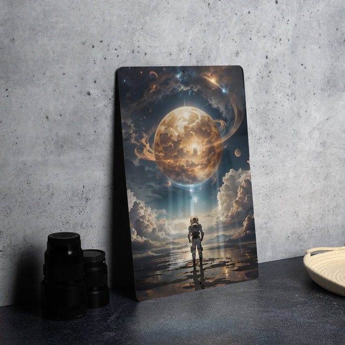 Astronaut Themed Planet Wall Art Metal Sign - Space Exploration, Cosmic Art, Sci-Fi Decor, Galaxy Design, Outer Space