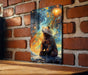 Bear Staring at Galaxy Wall Art Metal Sign - Cosmic Animal, Space Decor, Starry Night, Nature Meets Space, Unique Art
