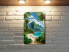 Anime Beach Jungle Wall Art Metal Sign - Manga Style, Tropical Decor, Nature Art, Serene Scenery, Adventure Theme