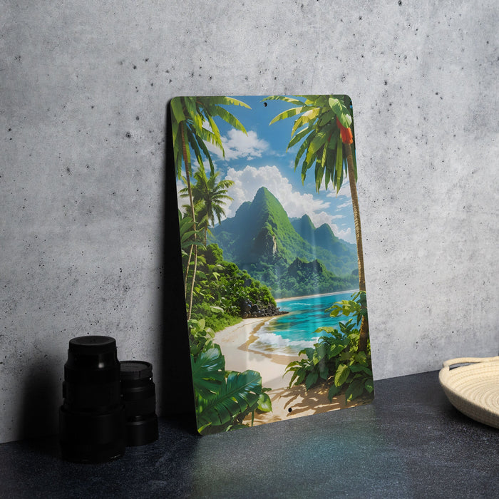 Anime Beach Jungle Wall Art Metal Sign - Manga Style, Tropical Decor, Nature Art, Serene Scenery, Adventure Theme