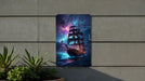 Ship in Colorful Galaxy Wall Art Metal Sign - Space Nautical, Cosmic Voyage, Sci-Fi Decor, Astral Sailing, Universe Explorer