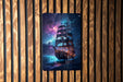 Ship in Colorful Galaxy Wall Art Metal Sign - Space Nautical, Cosmic Voyage, Sci-Fi Decor, Astral Sailing, Universe Explorer