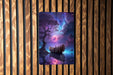 Boat Under Colorful Night Sky Wall Art Metal Sign - Starry Seascape, Nautical Decor, Celestial Voyage, Dreamy Ocean